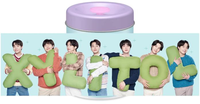 キシリトール×BTS「プレミアム缶〈スマイルソーダ〉」クッションハグデザイン