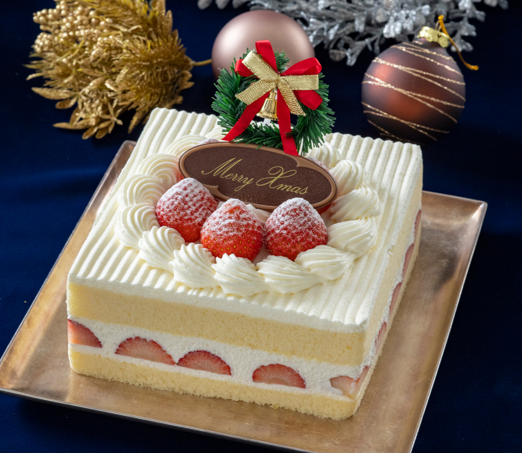 「クリスマス苺ショートケーキ(スクエア)」(5号サイズ)/千疋屋総本店2022年クリスマスケーキ