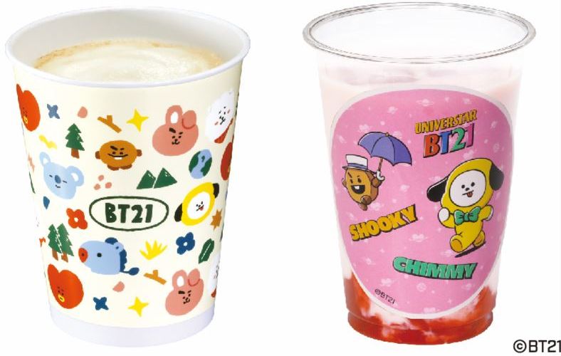 くら寿司「BT21ミルクキャラメルカフェラテ」「BT21ストロベリーミルク」