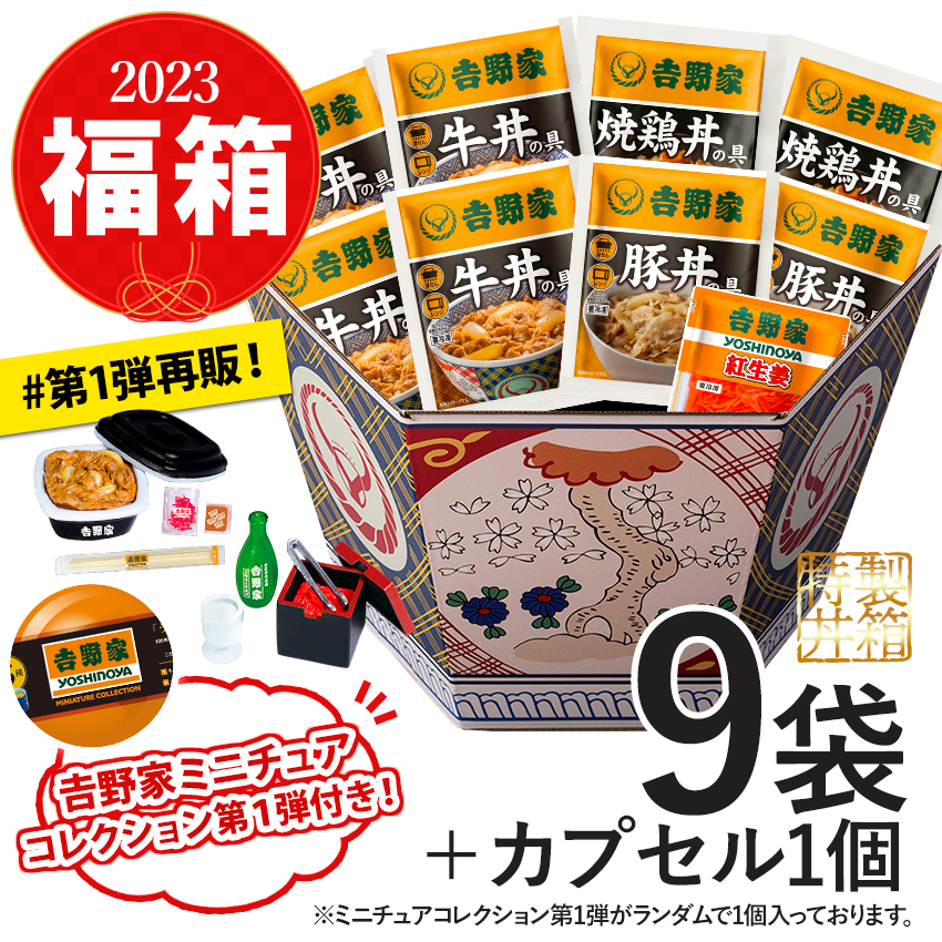 吉野家「2023福箱セット4品9袋＋ミニチュアA【冷凍】」