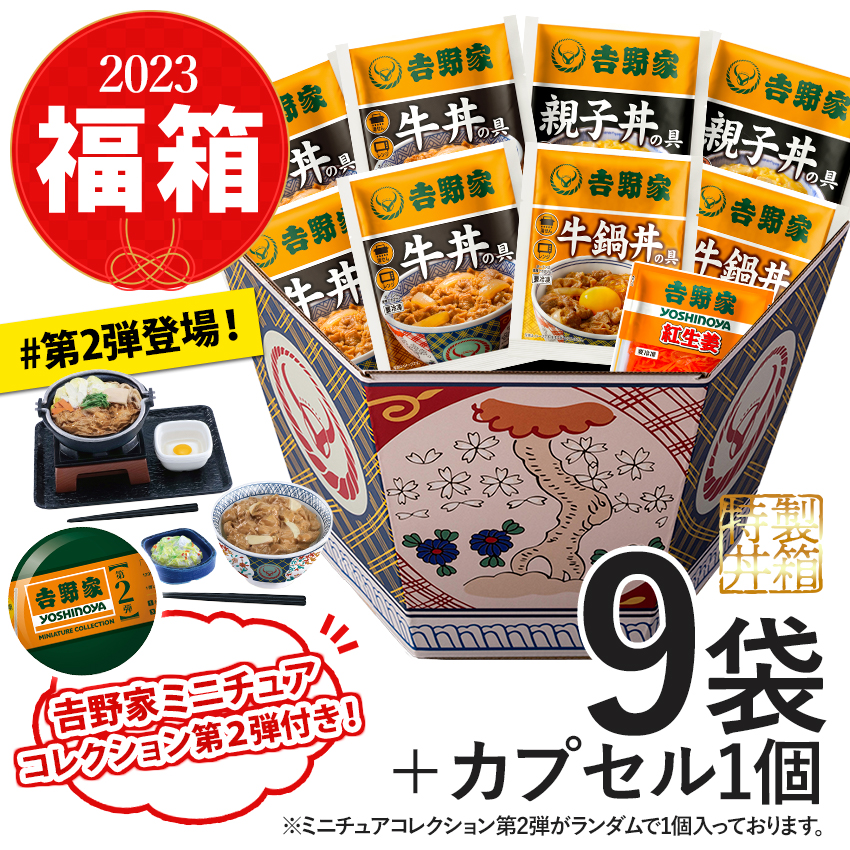 吉野家「2023福箱セット4品9袋＋ミニチュアB【冷凍】」