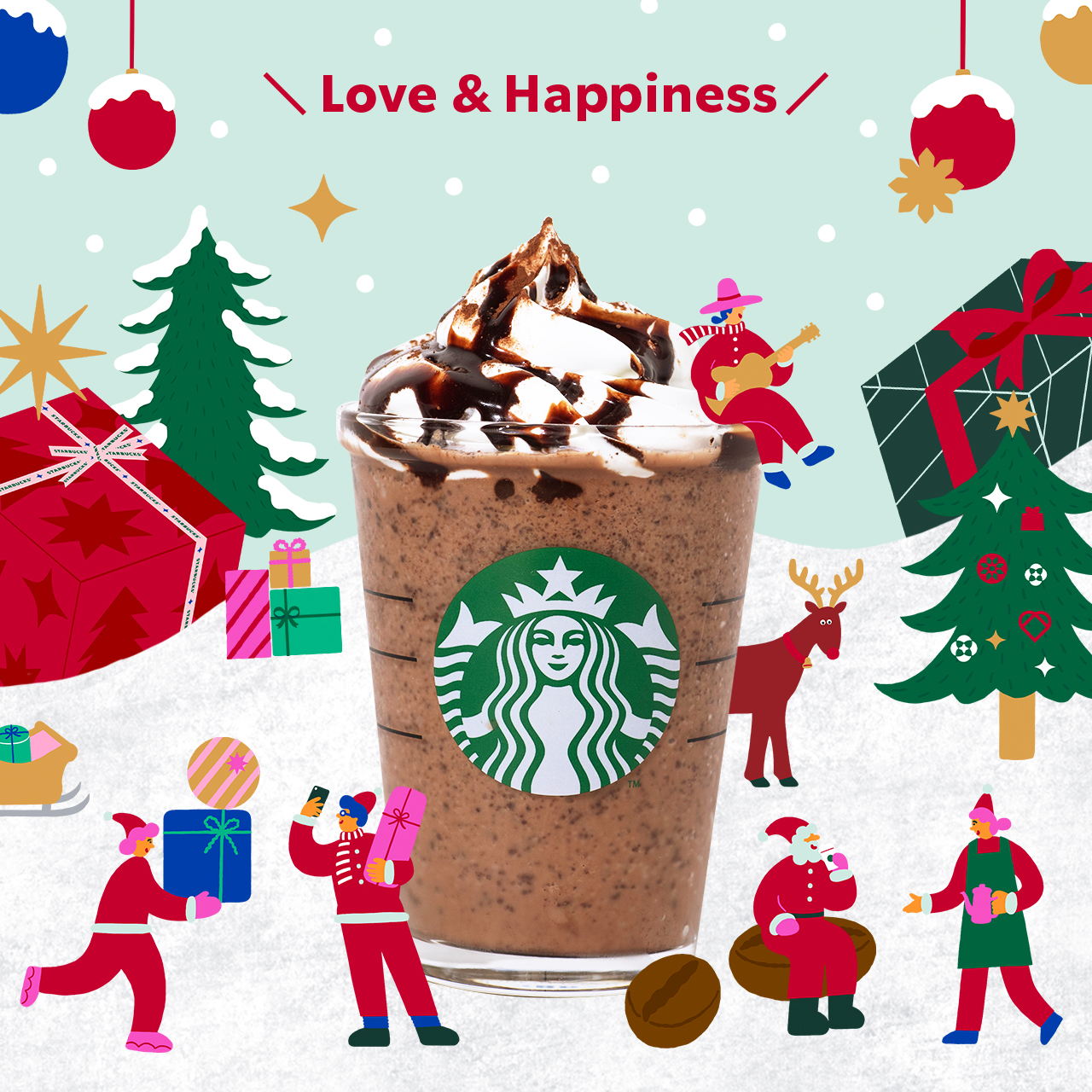 スターバックス「ダークモカチップクリームフラペチーノ『Love & Happiness』カスタマイズ」