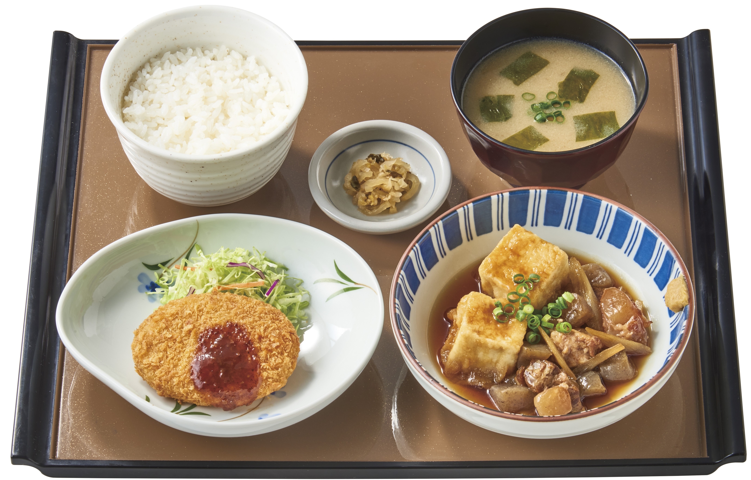 やよい軒「～豚バラなんこつ～旨とろ肉豆腐とコロッケの定食」