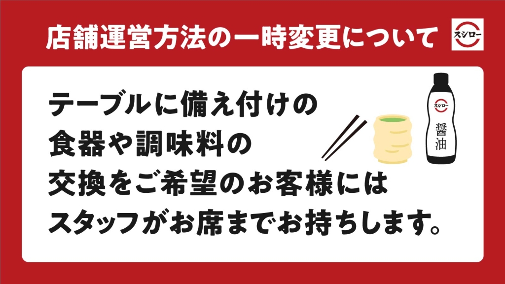 スシロー 店舗運営方法の一時変更について(2/2)