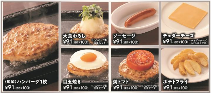 ステーキガスト「ワンコインハンバーグ」、税込100円の追加メニュー