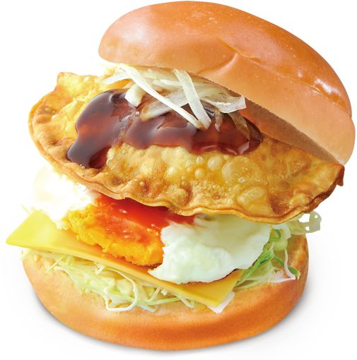 ドムドムハンバーガープラス銀座店 米粉バンズ使用「餃子バーガー 芳醇黒酢ソース」