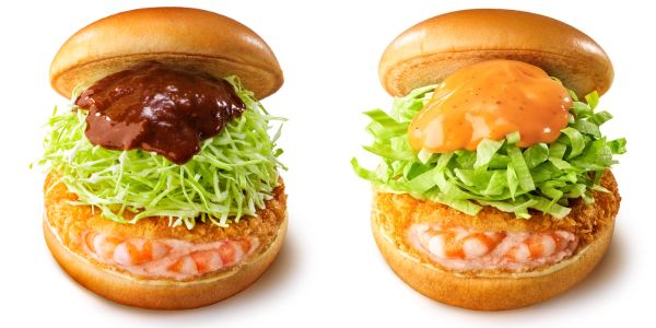 モスバーガー「エビグラスソースの海老カツバーガー」「エビマヨソースの海老カツバーガー」