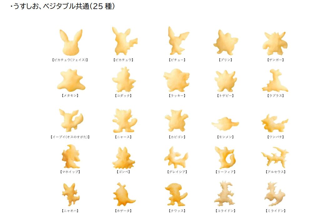 「おっとっと」「ベジタブルおっとっと」共通で入っているポケモンおっとっと(25種類)