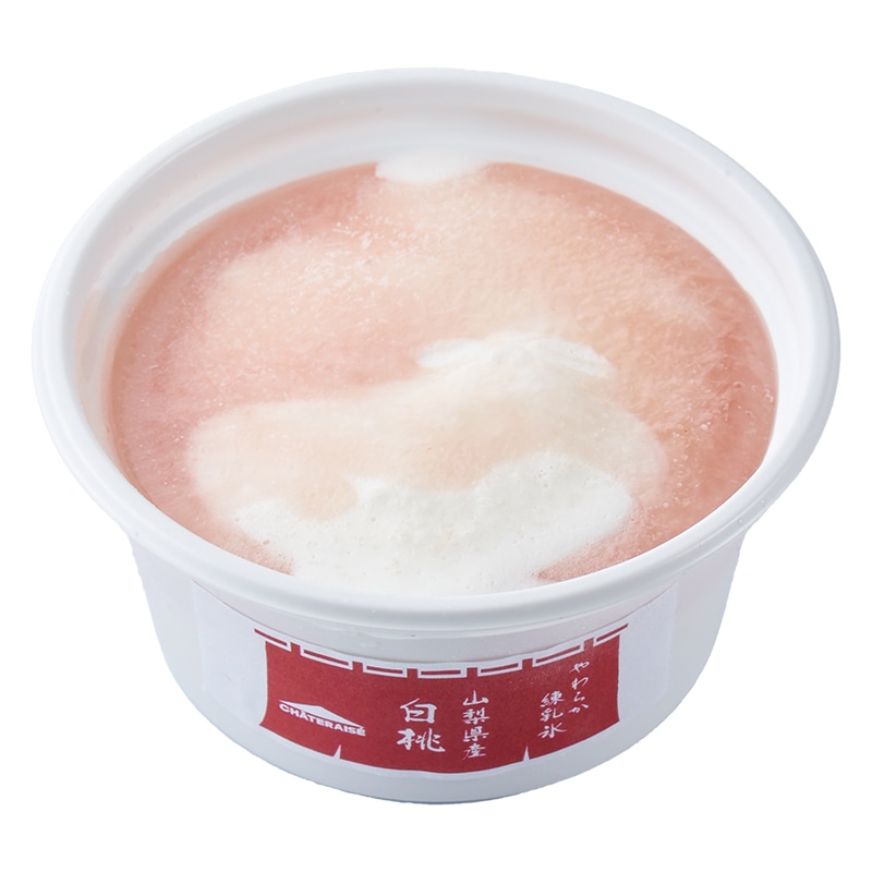 シャトレーゼ「白州名水かき氷Premium やわらか練乳氷 山梨県産白桃」/“ももフェア”2023