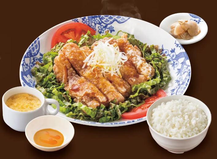 バーミヤン「中華満腹定食」油淋鶏[味変!!胡麻ソース付き]定食