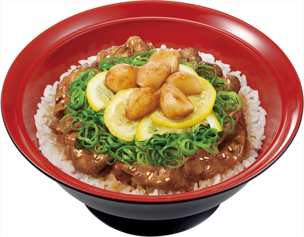 すき家「にんにくねぎ塩レモン牛カルビ丼」