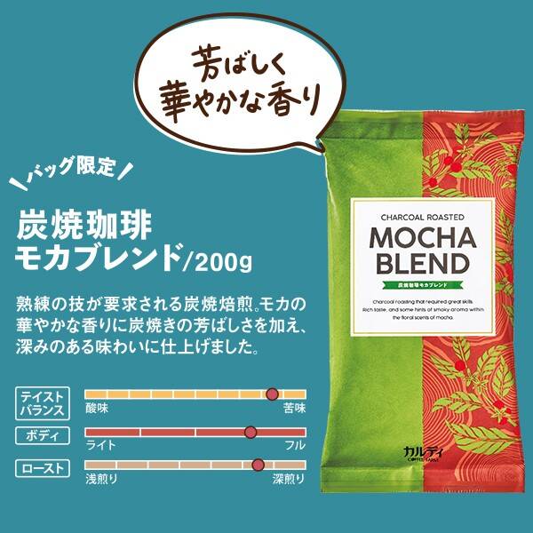 レギュラーコーヒー「炭焼珈琲モカブレンド」/カルディ『コーヒーの日バッグ』