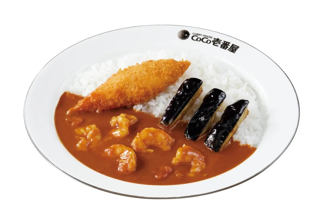 カレーハウスCoCo壱番屋(ココイチ) 「THE 海老カレー」+フィッシュフライ1本 +ハーフなす