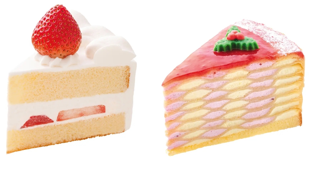 不二家 小物ケーキ「クリスマスあまおう苺のショートケーキ」「クリスマスあまおう苺のダブルミルクレープ」
