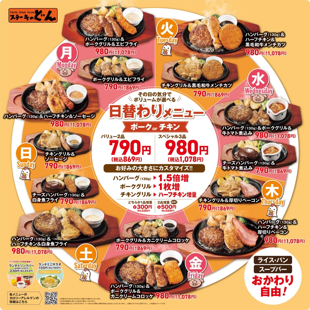 ステーキのどん 「日替わりメニュー」リニューアル