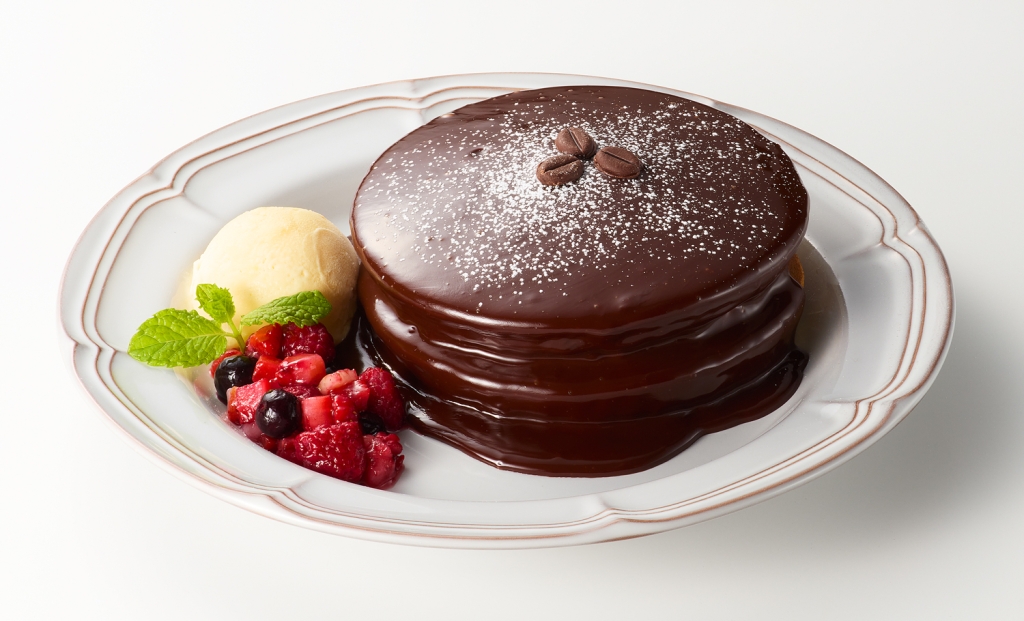 珈琲館「とろける濃厚チョコソースのホットケーキ」