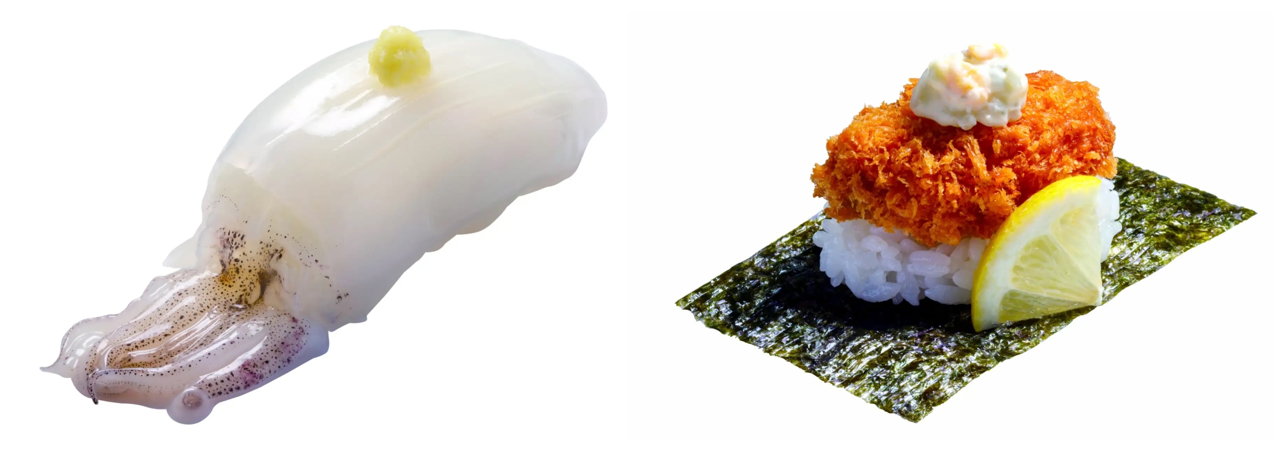 はま寿司 「姿やりいか」「広島県産牡蠣(かき)のカキフライつつみ〈タルタルソース〉」