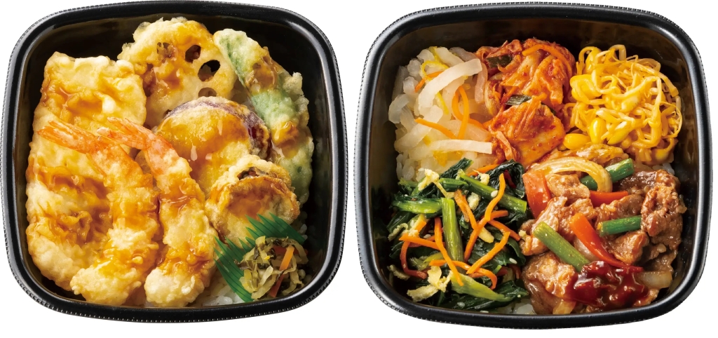 ほっともっと 2位「海鮮天丼(画像は8月販売時)」、3位「野菜が摂れるビビンバ」
