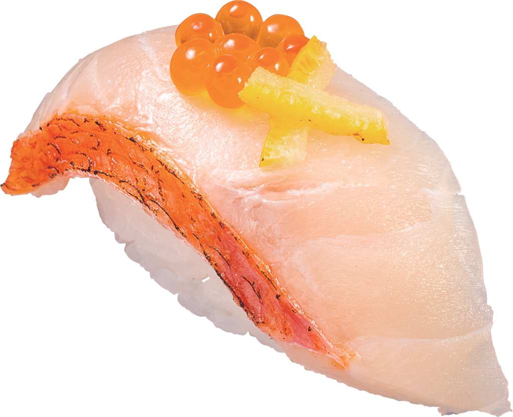 かっぱ寿司「金目鯛の昆布〆～いくら柚子のせ～」