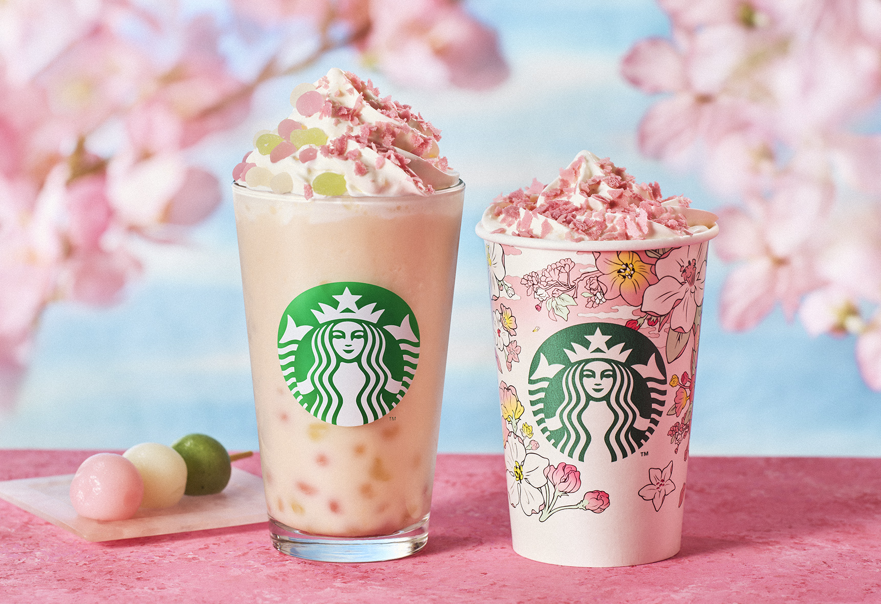 「花見だんご フラペチーノ」「花見 さくら クリーム」/スターバックスコーヒー“SAKURAシーズン”2024