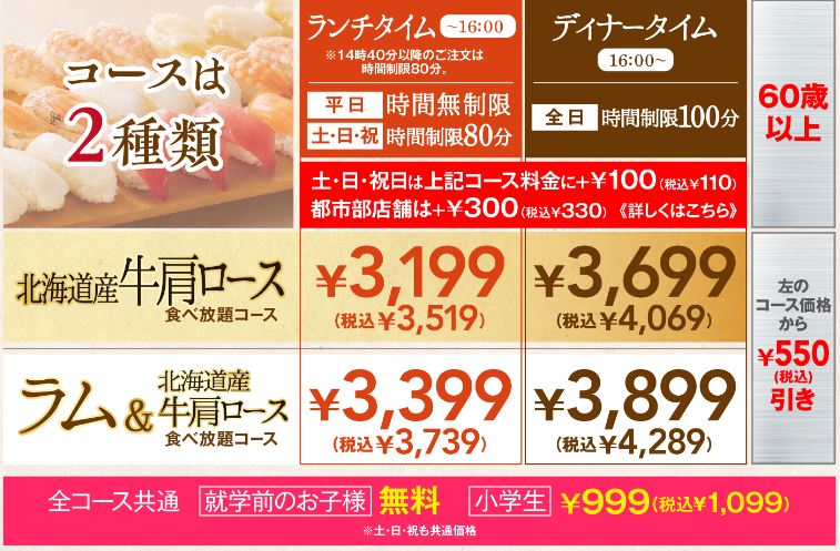 しゃぶ葉「北海道産牛肩ロース&イベリコ豚食べ放題コース」「ラム&北海道産牛肩ロース食べ放題コース」価格