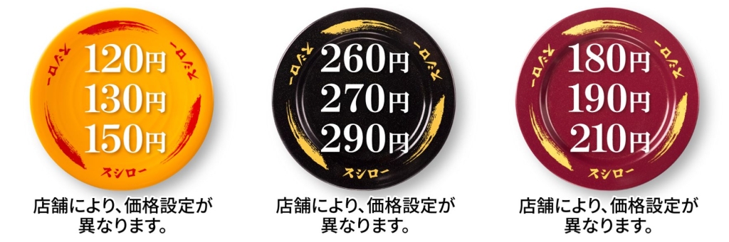 スシロー「黄皿」「黒皿」「赤皿」の価格設定