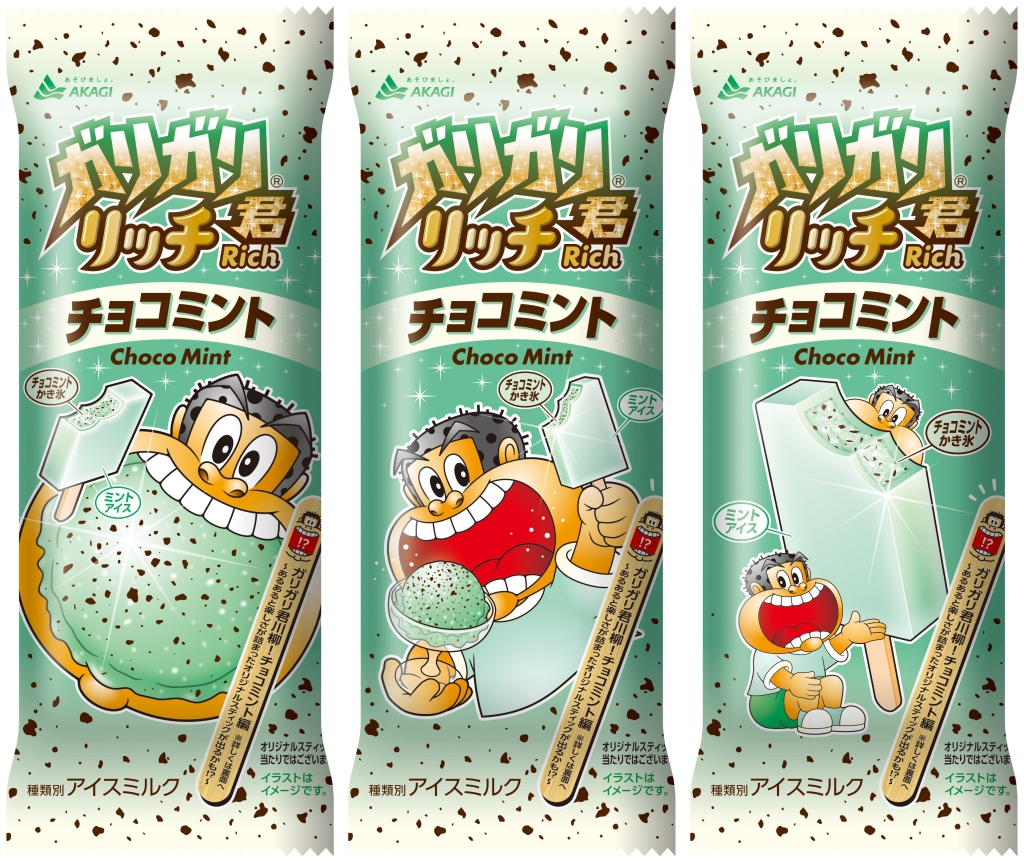 赤城乳業「ガリガリ君リッチチョコミント」パッケージ(全3種)