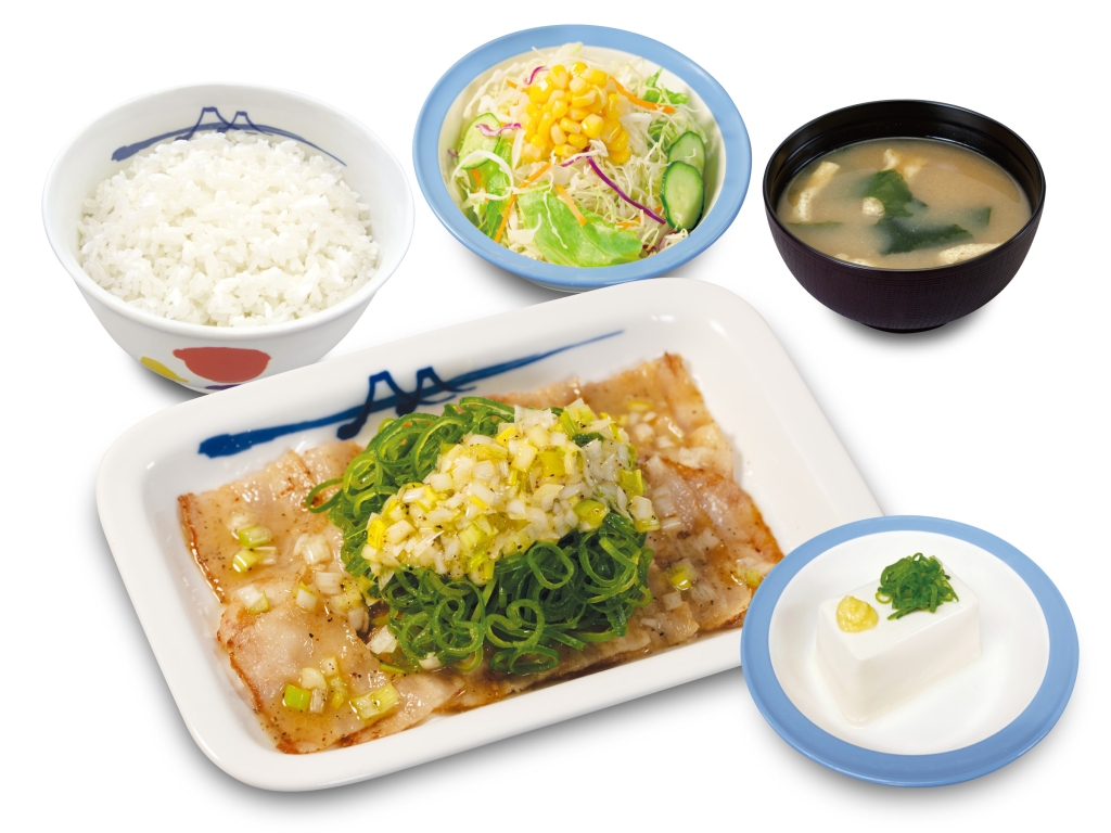 松屋「ねぎだく塩だれ豚カルビ定食」(冷奴)