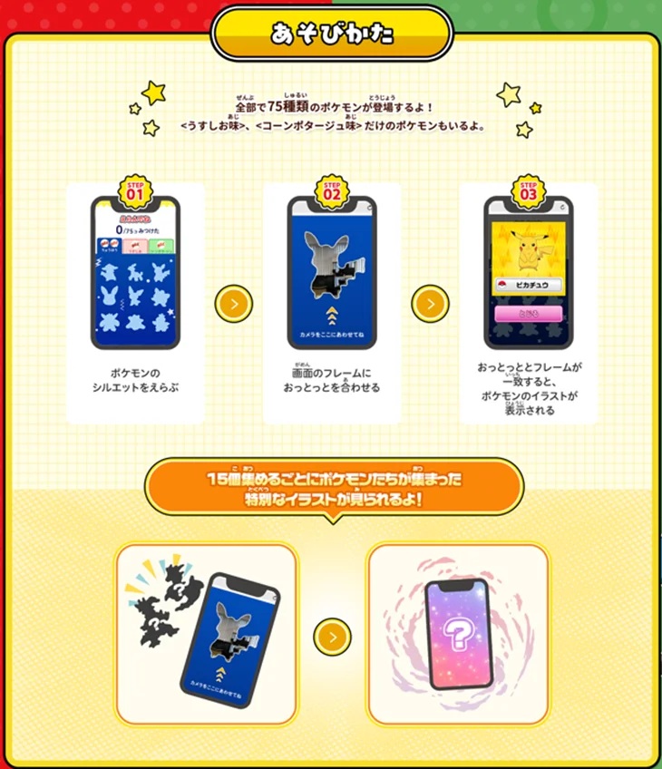 コンテンツ“ポケモンの菓子型 全75種をみつけよう”