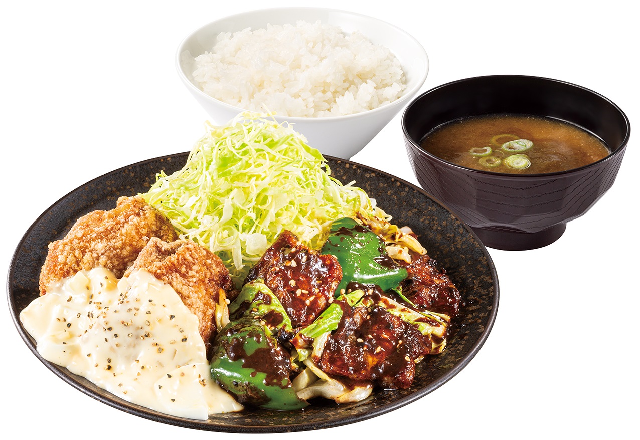 からやま「生姜醤油からあげのタルタル回鍋肉定食」