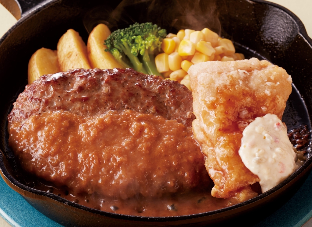 ジョイフル「がつん!と和風にんにくソースハンバーグ&チキン南蛮」