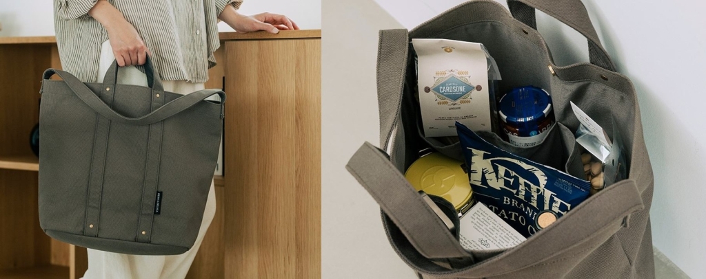 DEAN & DELUCA「コットントートバッグ カーキ」Lサイズ