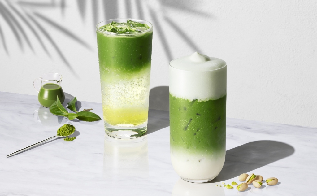 スターバックス ティー&カフェ「抹茶 グリーン ティー スパークリング」「抹茶 ピスタチオムース ティー ラテ」