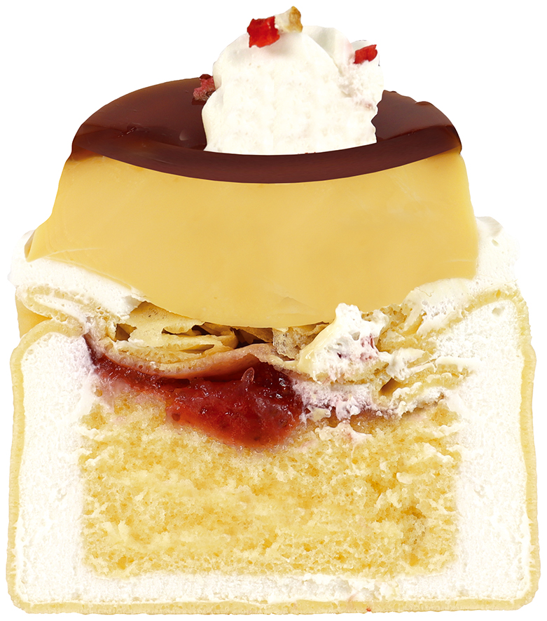 不二家洋菓子店「昭和100年記念 思い出のファッションケーキ1970's クレープのパニエ」断面図イメージ