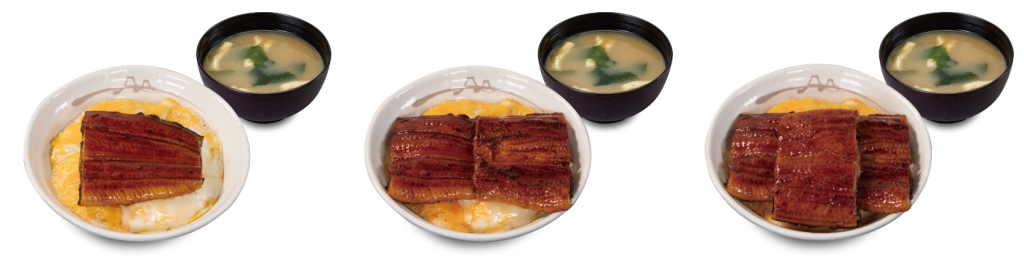 松屋「うなたま丼」「ダブルうなたま丼」「トリプルうなたま丼」