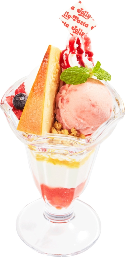 ジョリーパスタ「ジョリパパフェ～ベイクドチーズケーキと2種のイタリアンジェラート～」
