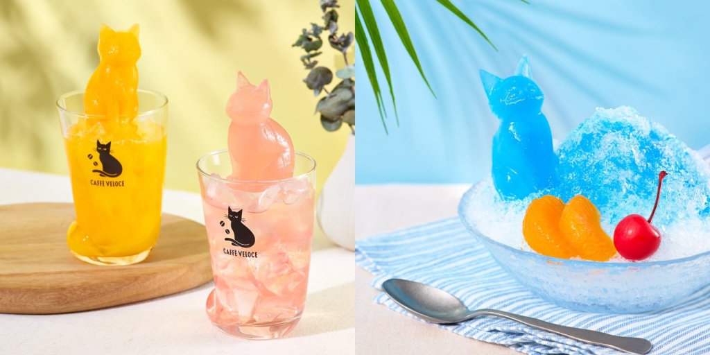 「ねこ足グラス」「ねこ型製氷トレー」使用イメージ(黒ねこ サマーバッグ2025)