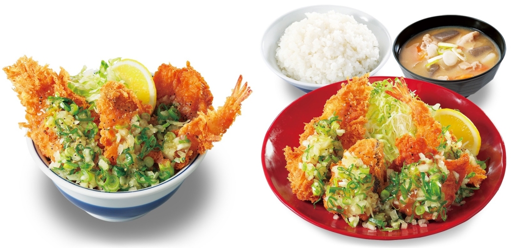 かつや 店内メニュー「ねぎ塩カツ丼」「ねぎ塩カツ定食」