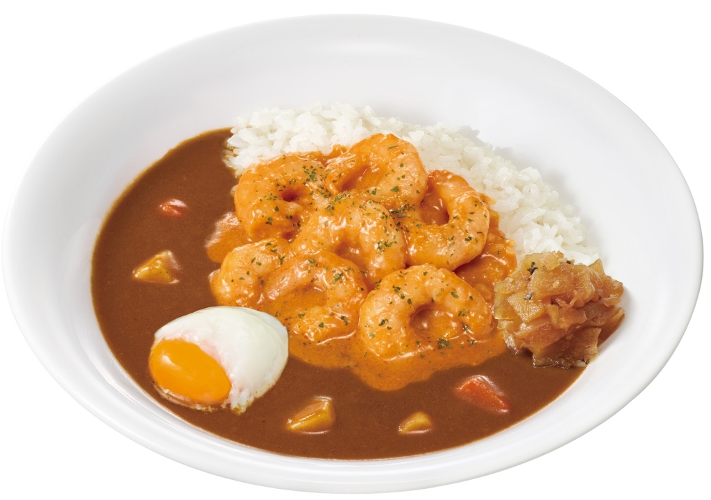 すき家「おんたまぷりぷりエビのビスクソースカレー」