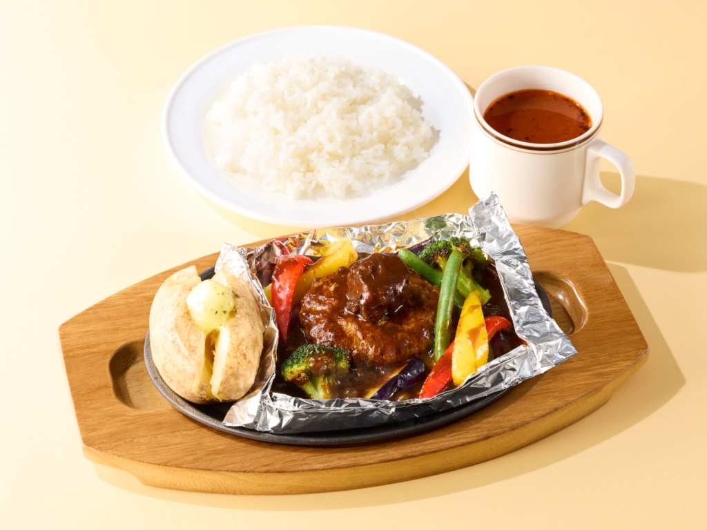 ココス「夏野菜の濃厚ビーフシチュー 包み焼きハンバーグランチ(110g)」