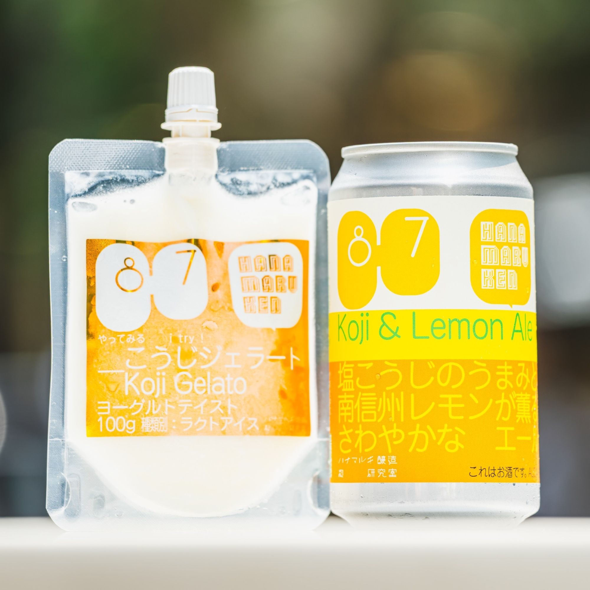 「こうじ＆レモンエール」（右）と「こうじジェラート」