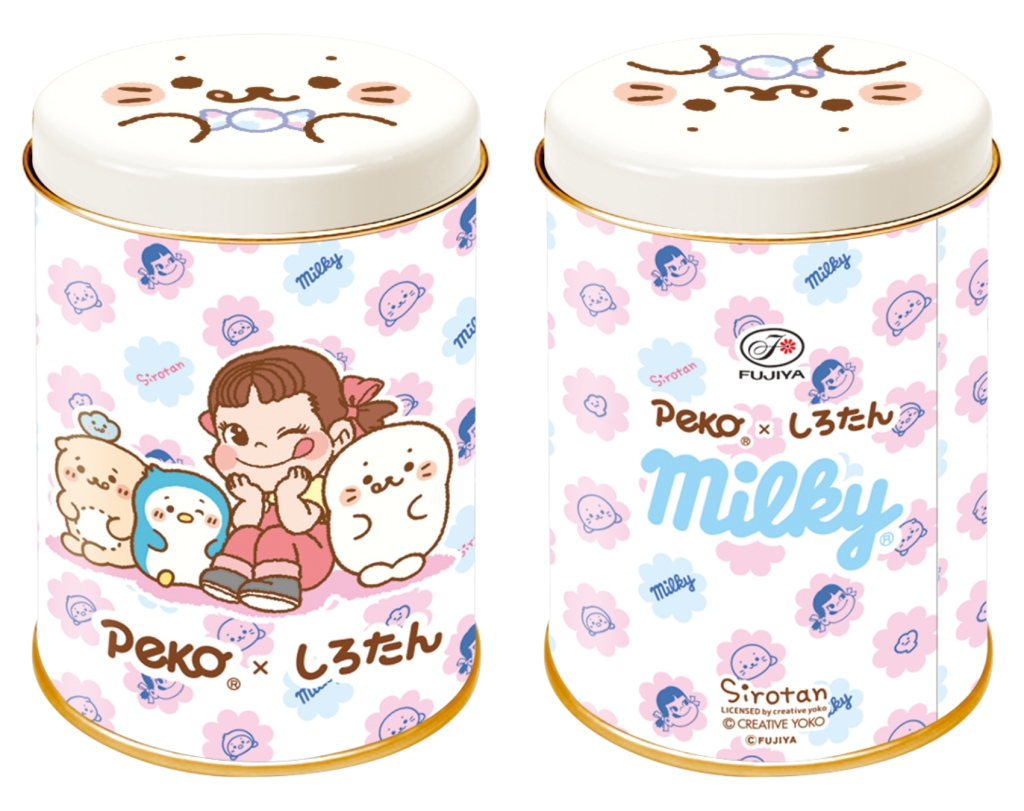 不二家洋菓子店「ミルキー缶(ペコちゃん×しろたんとお友だち)」