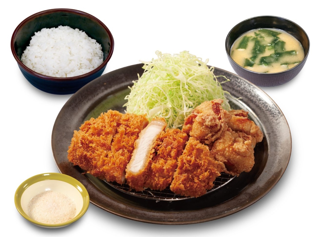 松のや「国産 麦小町ロースかつ&唐揚げ定食」