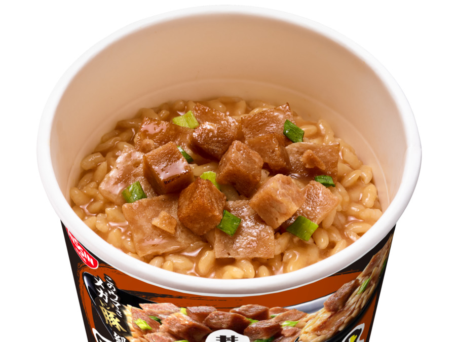 日清食品「ガーリックスタミナ豚丼」調理後の中身(イメージ)