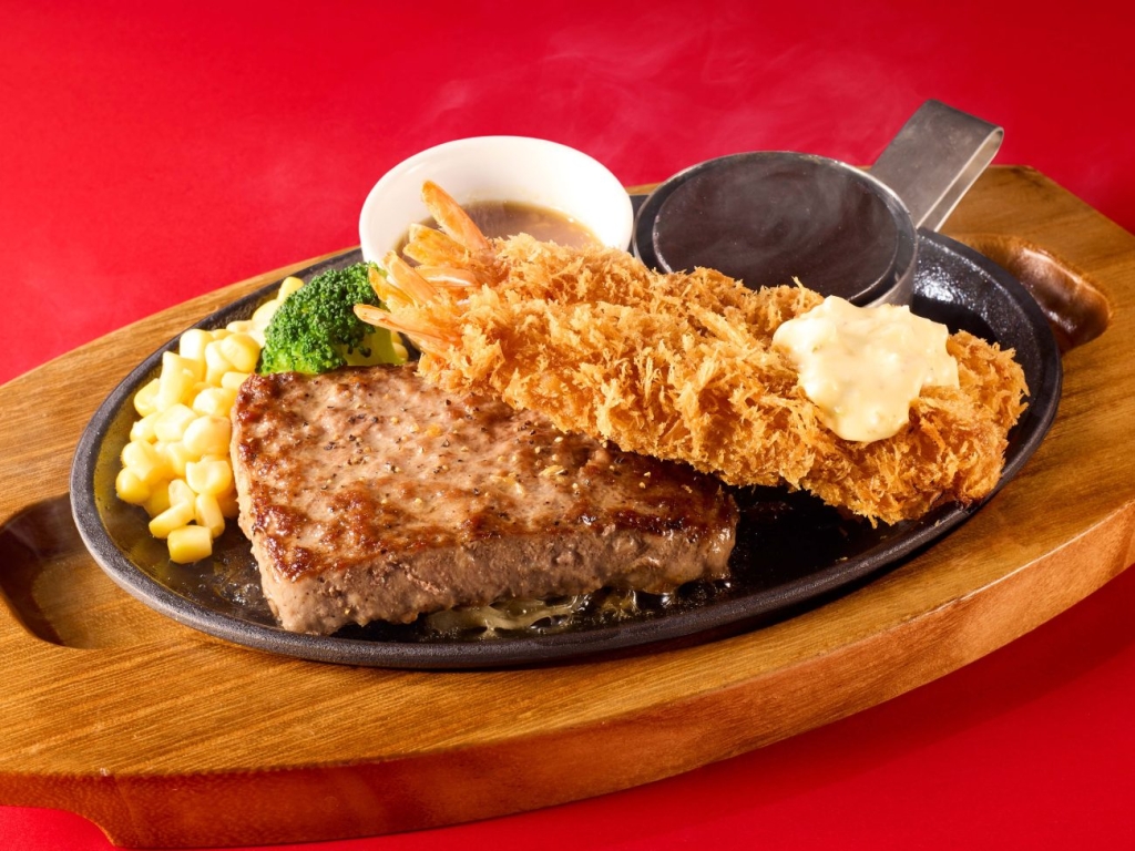ココス「ビーフハンバーグステーキ 海老フライ」