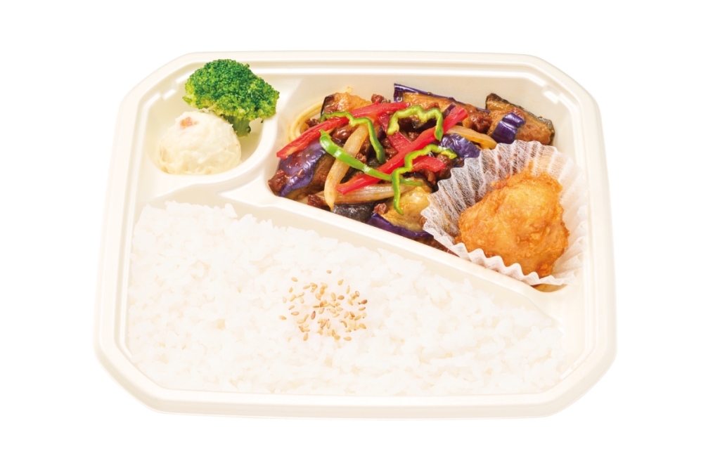 ほっかほっか亭「なす味噌炒め 唐揚弁当」