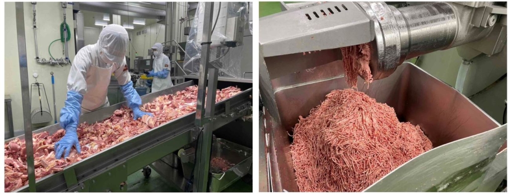 ジョイフル 牛ブロック肉をていねいにミンチに
