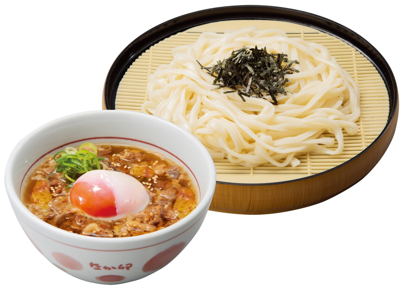 なか卯「月見温たま牛肉つけうどん」