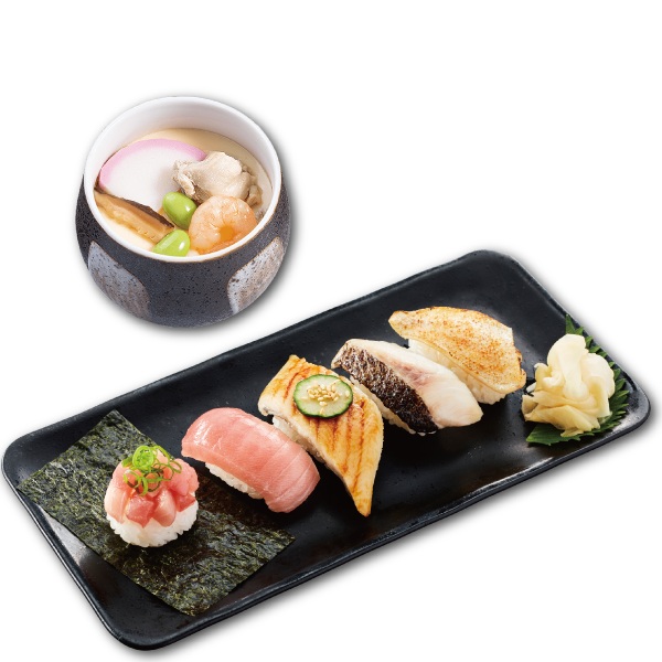 かっぱ寿司「旬ネタ!期間限定5貫セット 茶碗蒸し付き」
