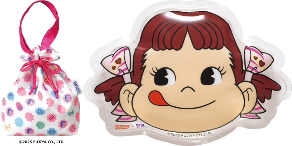 アイスクリームセットには巾着ランチバッグとペコちゃん保冷剤付き